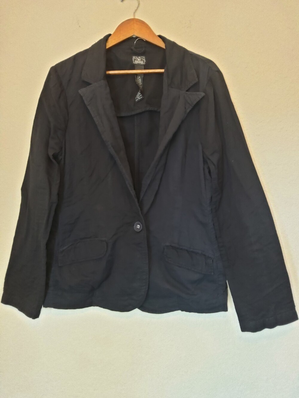 Lucky Brand Dungarees Cotton Blazer Womens 4 Black Y2K Boho Minimalist Jacket